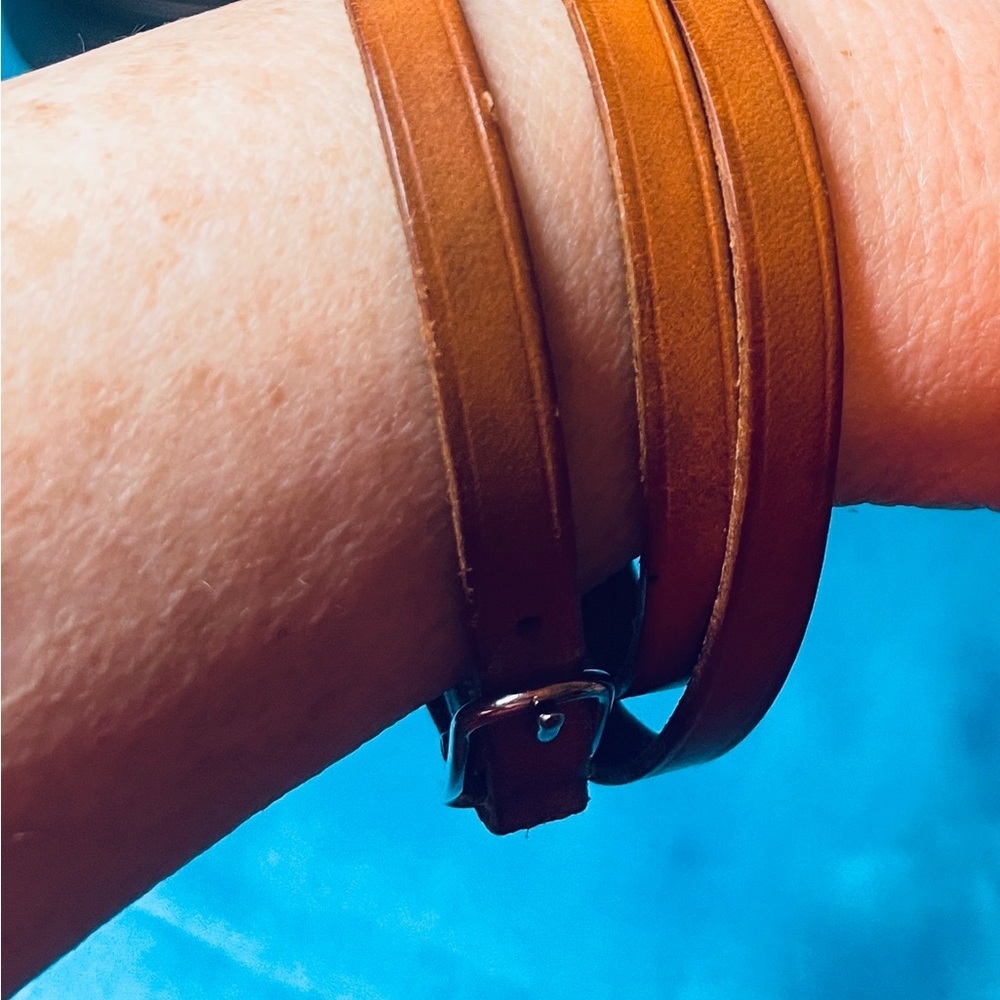 Hermes Wrap Bracelet Honey Brown Leather Unisex 27” long